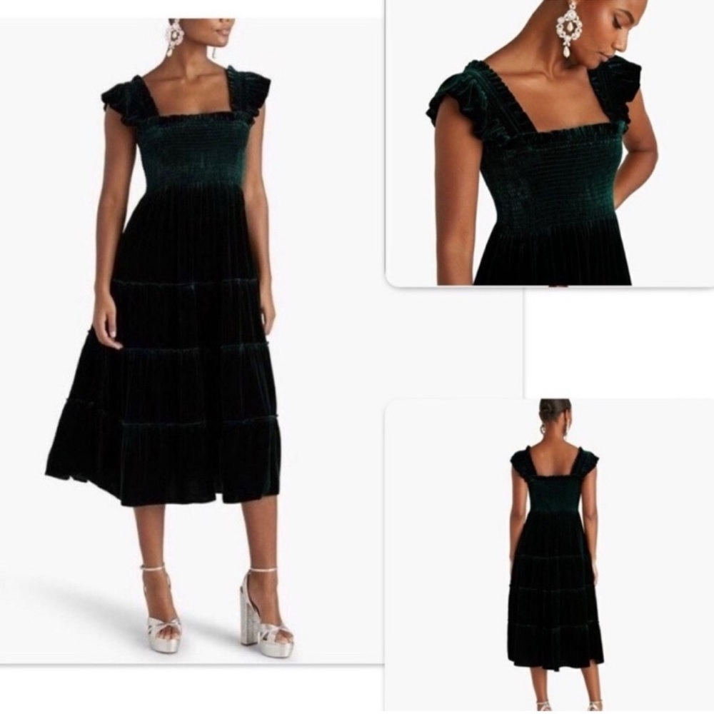 Hill House Green Velvet Nap Dress